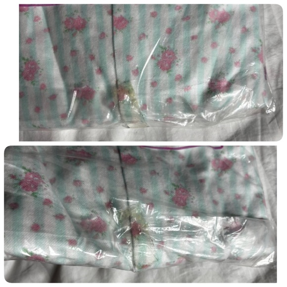 Vintage 80s/ 90s flannel floral striped short night gown with Peter Pan collar - Picture 7 of 7